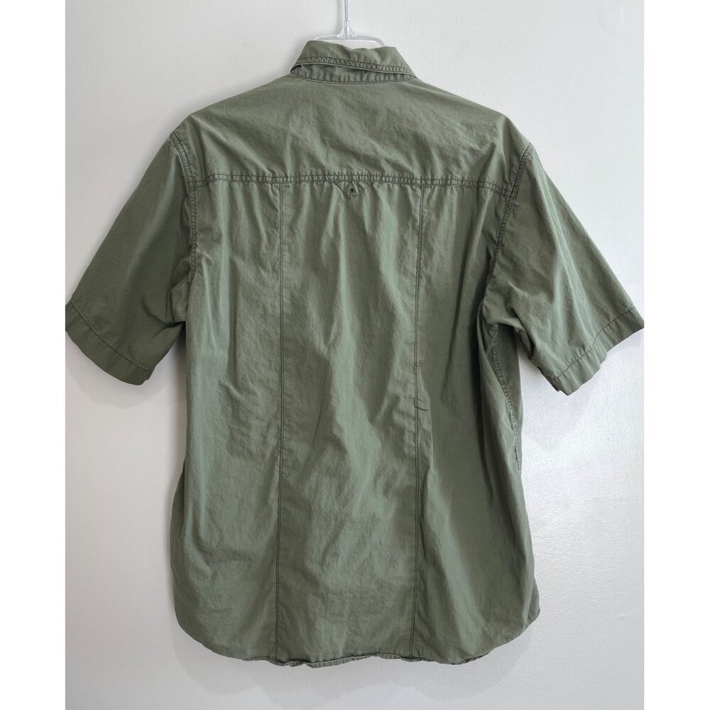 VTG Eddie Bauer Camp Shirt Mens L Green Short Sleeve Fishing Hiking Outdoors - Picture 2 of 7